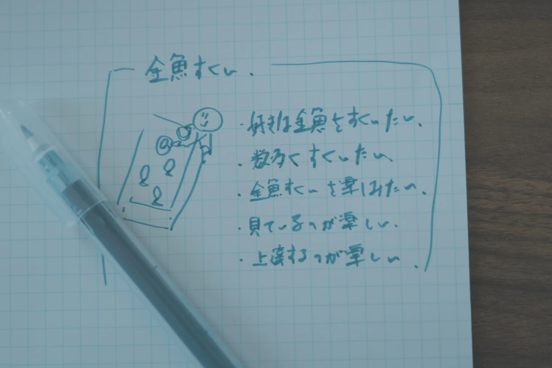 金魚すくいの楽しさを改めて整理した手書きメモ